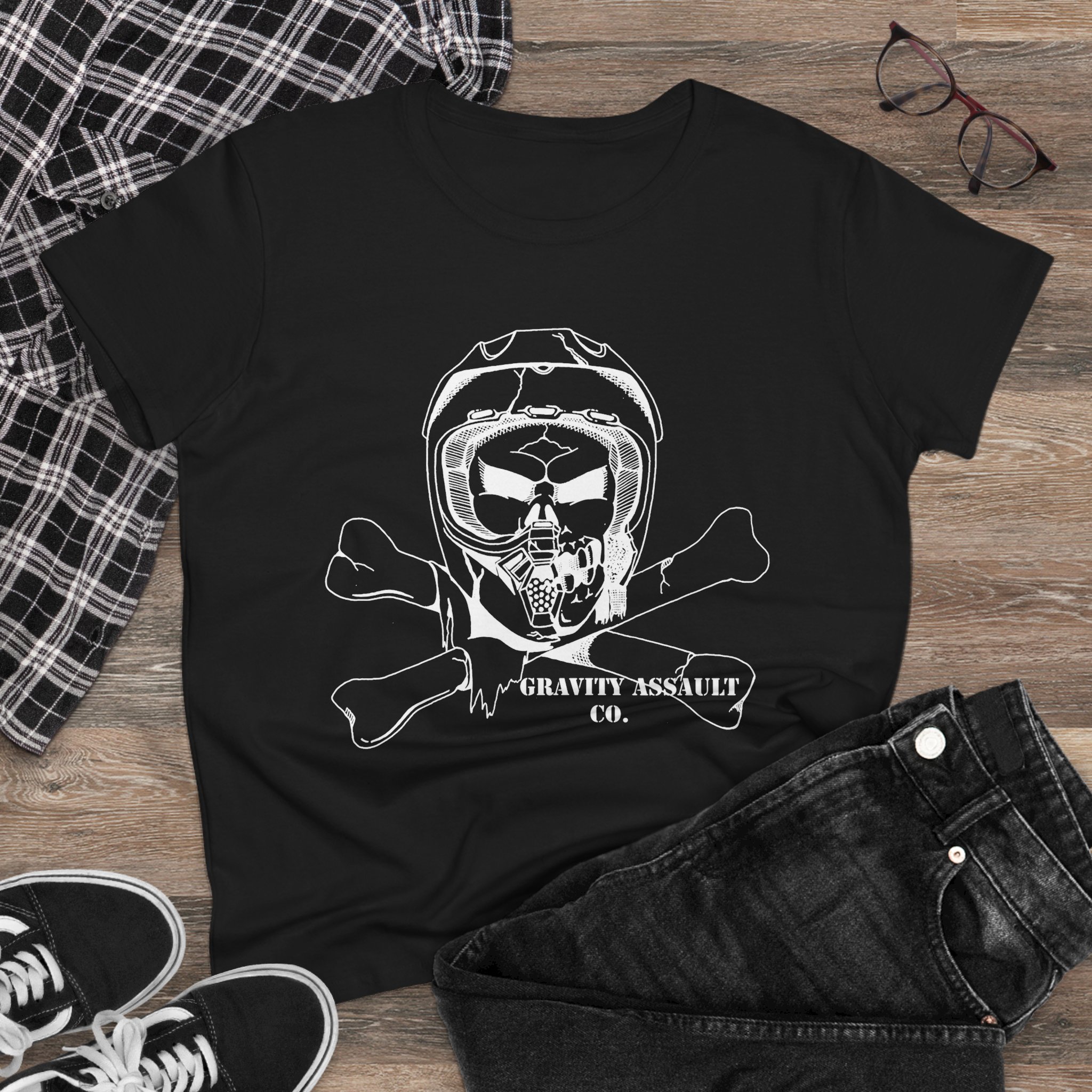Skull Wht (Women's Midweight Cotton Tee) - Image 3